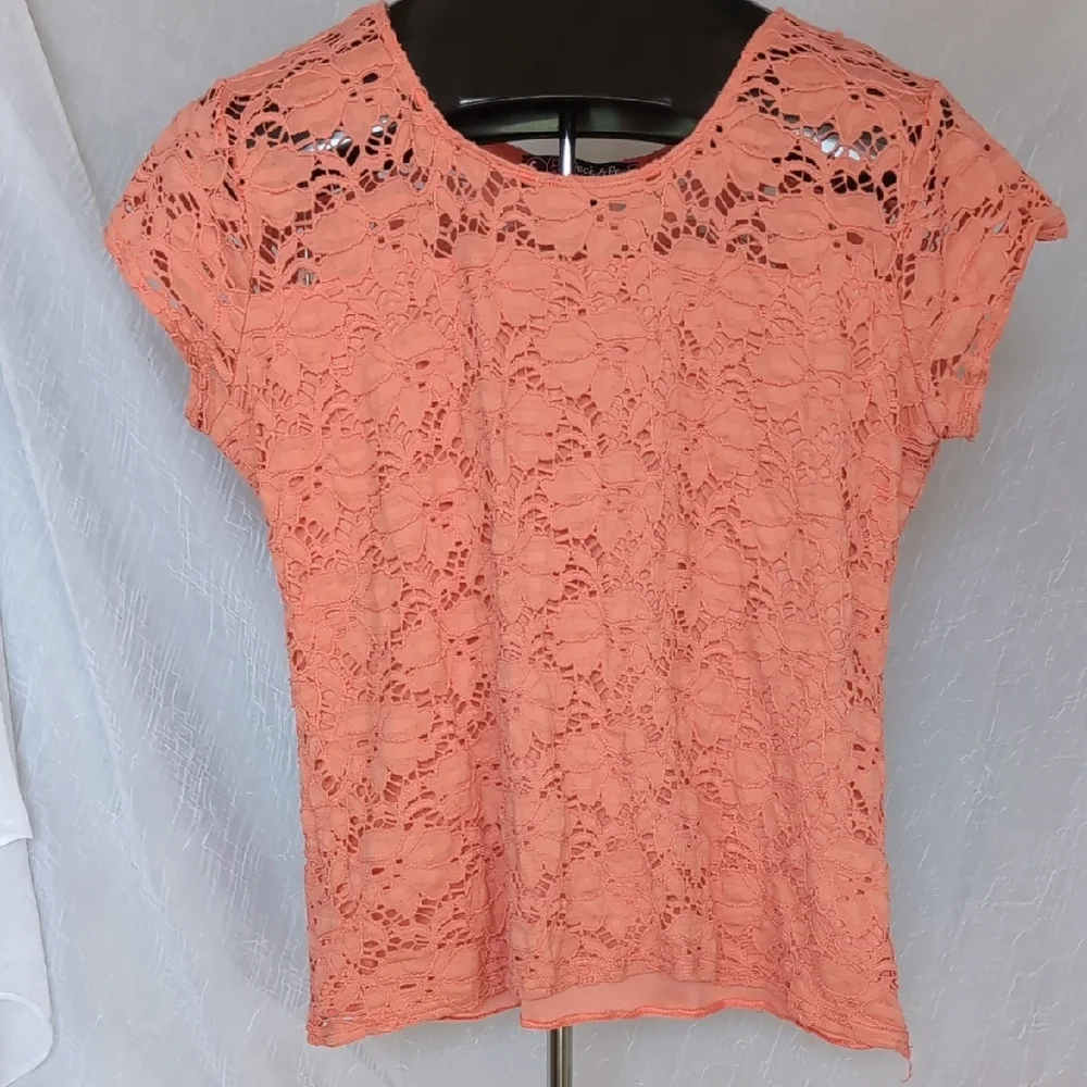 Peck & Peck Blue and Pink Strech Lace Blouses Soft Lightweight Tops - Picture 5 of 10
